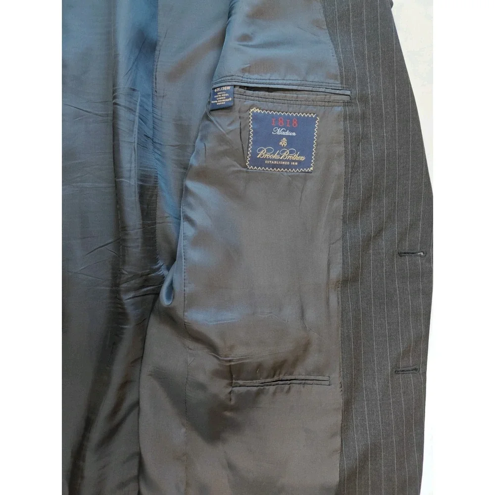 Brooks Brothers Mens 42L Gray Stripe 1818 Madison Sport Coat Made in USA Wool